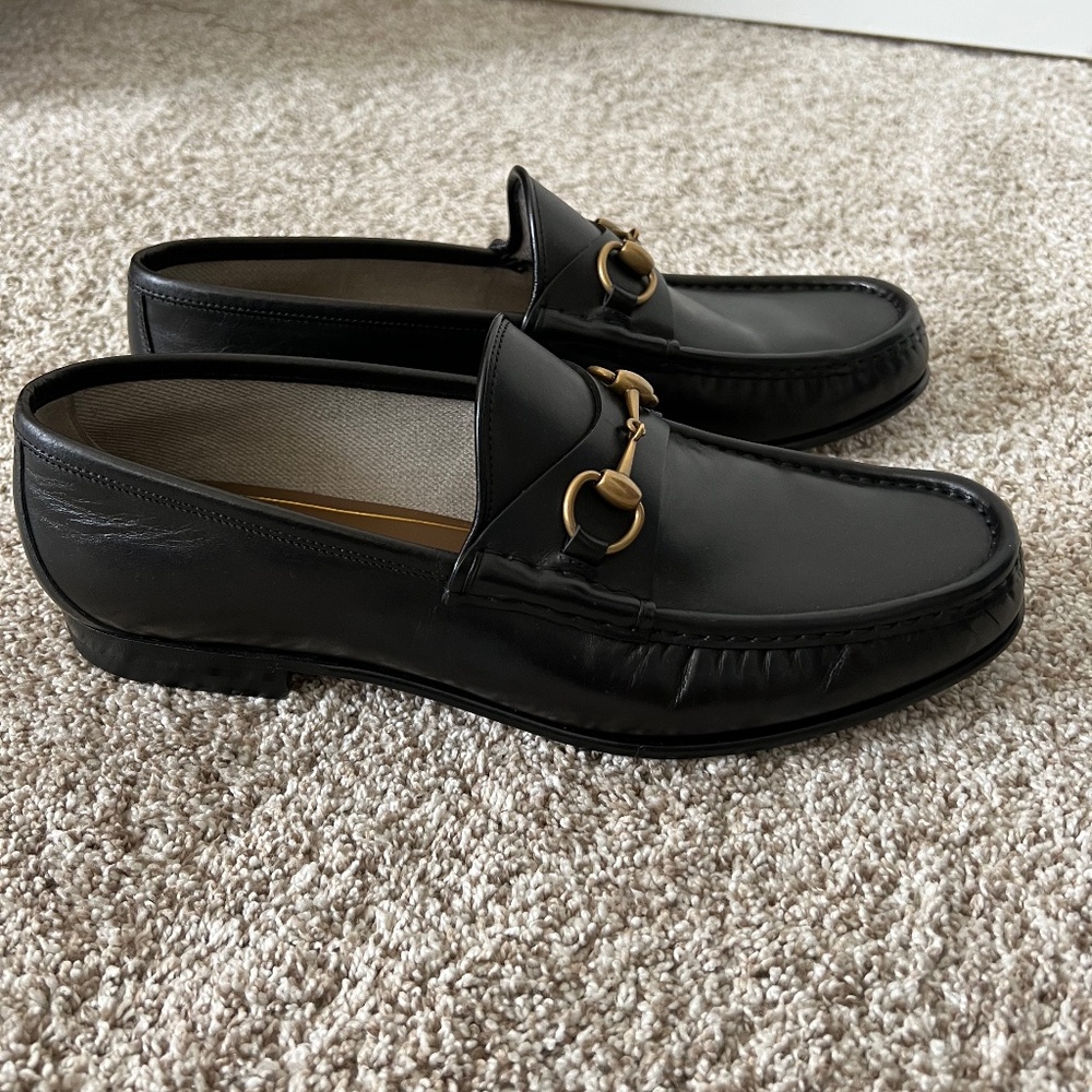 Gucci black leather horsebit loafer brand new